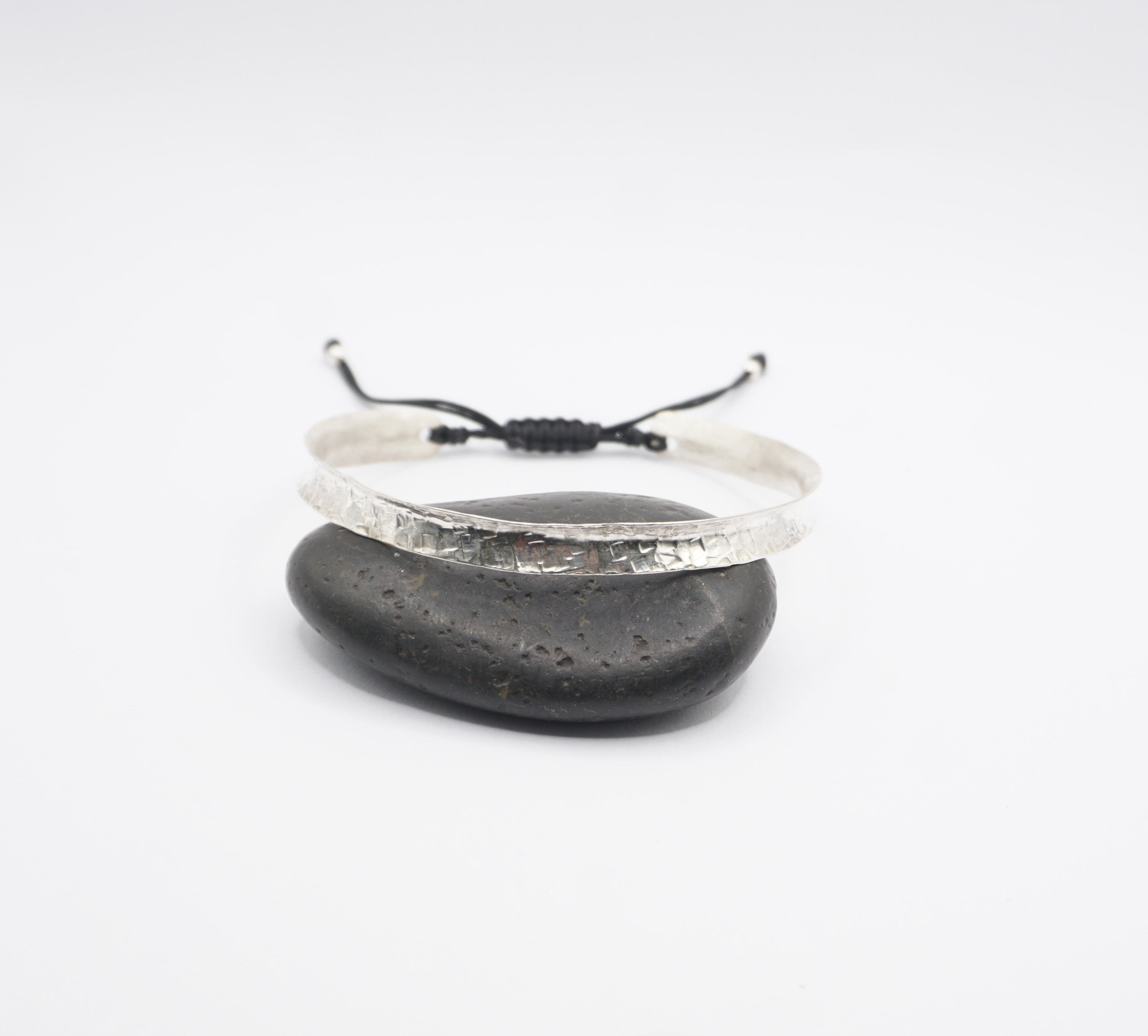'' Anticlastic '' Hammered Silver Bracelet